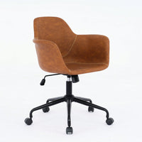 Ergonomic Mid-Century Modern Swivel Office Chair with Adjustable Height and Back Support for Home and Study