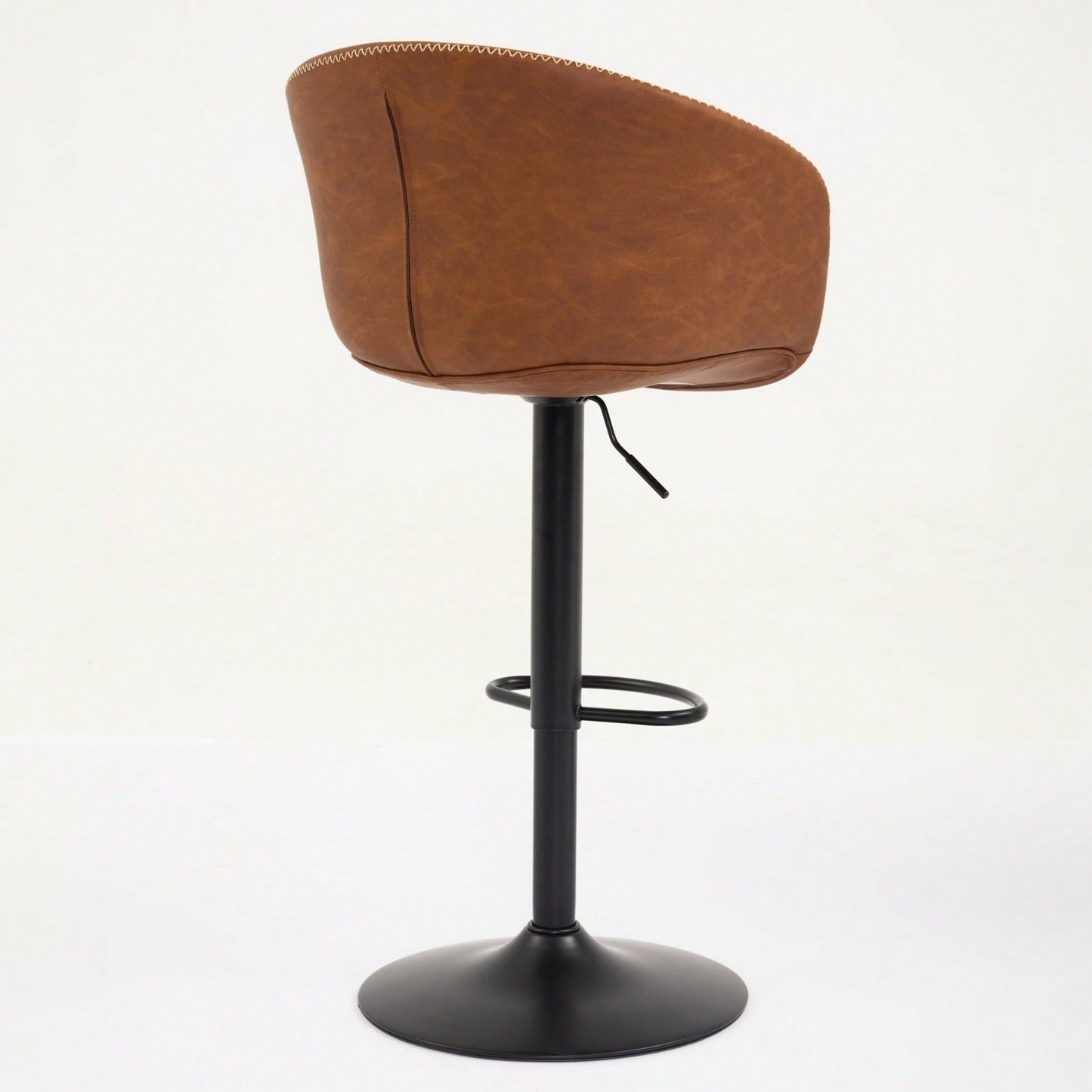 Modern Swivel Adjustable Height Bar Stools with Backrest PU Leather for Kitchen Island 17.7 Inch Large Base with Rubber Ring