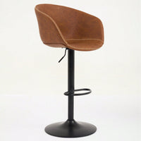Modern Swivel Adjustable Height Bar Stools with Backrest PU Leather for Kitchen Island 17.7 Inch Large Base with Rubber Ring