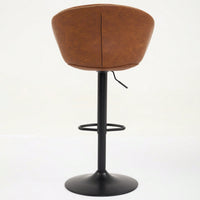 Modern Swivel Adjustable Height Bar Stools with Backrest PU Leather for Kitchen Island 17.7 Inch Large Base with Rubber Ring