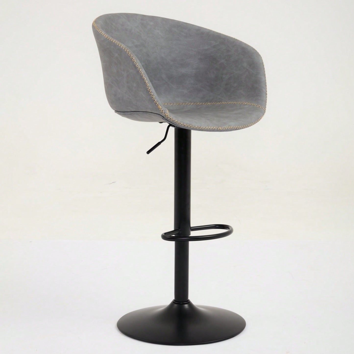 Modern Swivel Adjustable Height Bar Stools with Backrest PU Leather for Kitchen Island 17.7 Inch Large Base with Rubber Ring