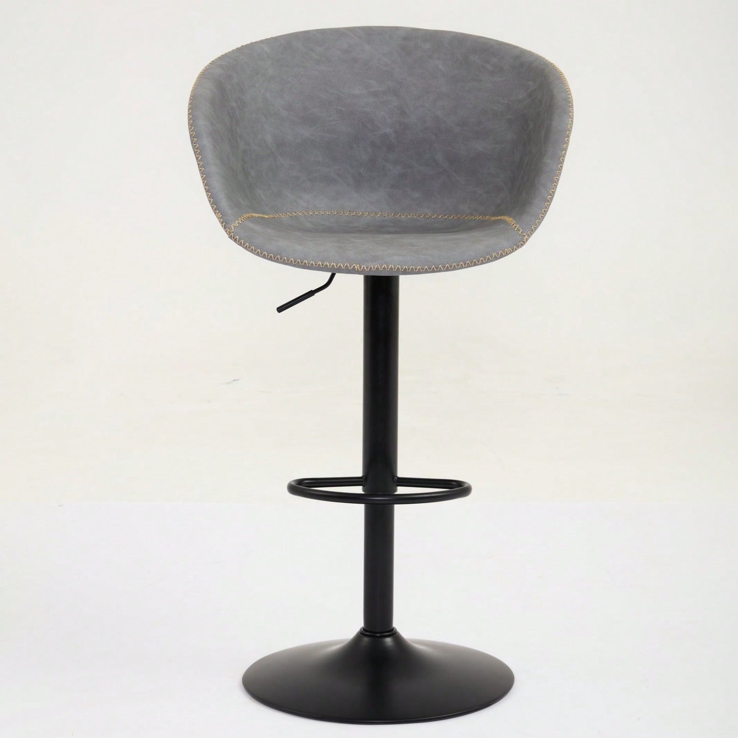 Modern Swivel Adjustable Height Bar Stools with Backrest PU Leather for Kitchen Island 17.7 Inch Large Base with Rubber Ring