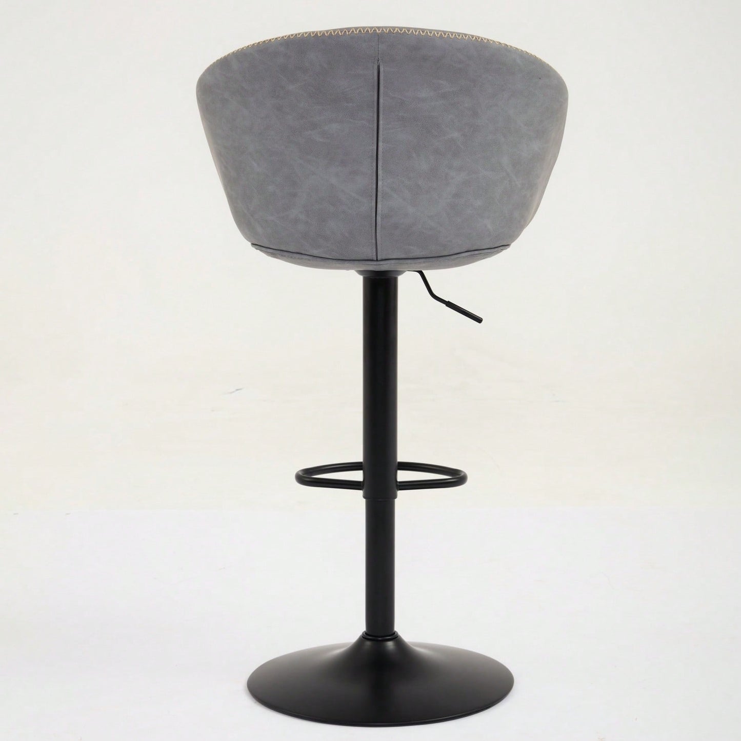 Modern Swivel Adjustable Height Bar Stools with Backrest PU Leather for Kitchen Island 17.7 Inch Large Base with Rubber Ring
