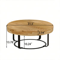 Modern Round Coffee Table Wooden Carving Pattern Coffee Table With Metal Legs For Living Room Reception Room Office