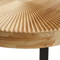 Modern Round Coffee Table Wooden Carving Pattern Coffee Table With Metal Legs For Living Room Reception Room Office