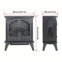 24-Inch 3D Flame Electric Infrared Quartz Fireplace Stove