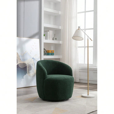 Teddy Fabric Swivel Accent Armchair Barrel Chair With Black Powder Coating Metal Ring