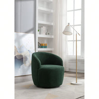 Teddy Fabric Swivel Accent Armchair Barrel Chair With Black Powder Coating Metal Ring