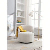 Teddy Fabric Swivel Accent Armchair Barrel Chair With Black Powder Coating Metal Ring
