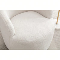 Teddy Fabric Swivel Accent Armchair Barrel Chair With Black Powder Coating Metal Ring