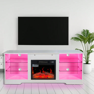 Fireplace TV Stand With 18-Inch Electric Fireplace Heater