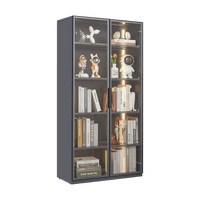 New Design Double Door Metal Glass Display Storage Cabinet With Light Strip For Living Room