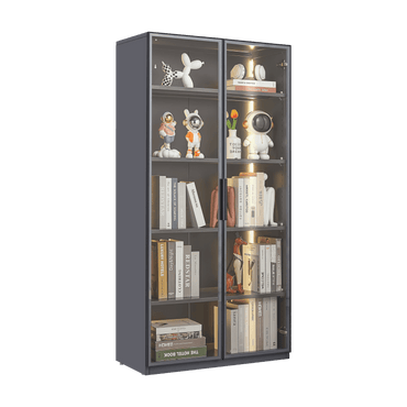 New Design Double Door Metal Glass Display Storage Cabinet With Light Strip For Living Room