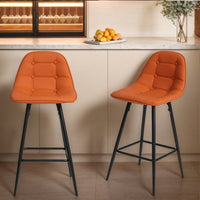 Counter Stools, Set Of 2 Bar Stools With Back And Footrest, Modern Metal Counter Height Barstools For Kitchen Home Bar