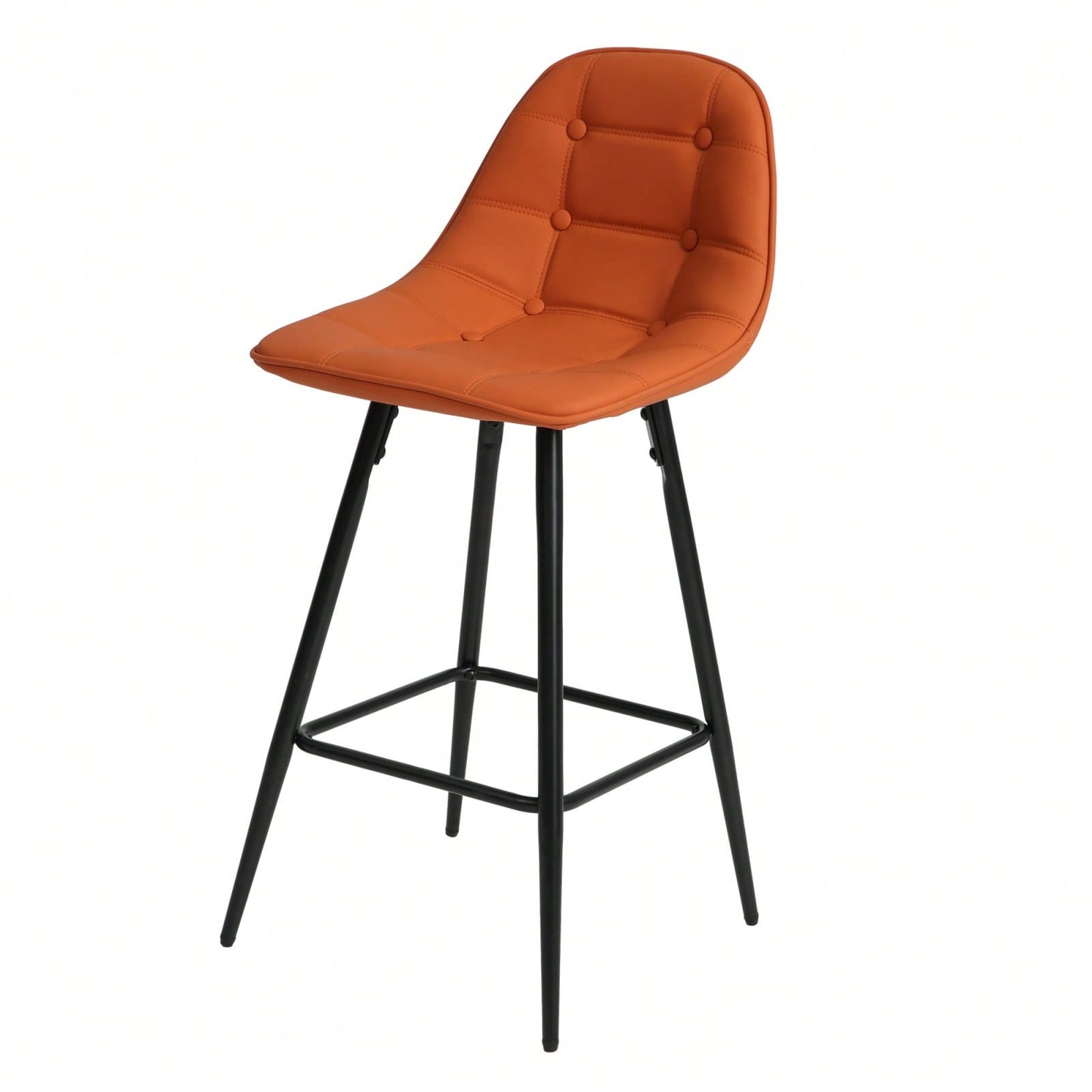 Counter Stools, Set Of 2 Bar Stools With Back And Footrest, Modern Metal Counter Height Barstools For Kitchen Home Bar