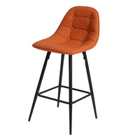 Counter Stools, Set Of 2 Bar Stools With Back And Footrest, Modern Metal Counter Height Barstools For Kitchen Home Bar