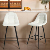 Counter Stools, Set Of 2 Bar Stools With Back And Footrest, Modern Metal Counter Height Barstools For Kitchen Home Bar