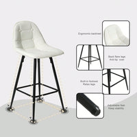 Counter Stools, Set Of 2 Bar Stools With Back And Footrest, Modern Metal Counter Height Barstools For Kitchen Home Bar