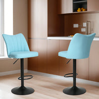 2 Swivel Bar Stools Set, Height Adjustable Counter Stool, Modern Armless Faux Leather Barstool Chairs With Backs For Kitchen Island