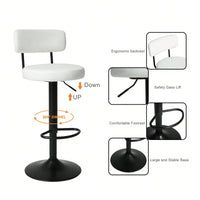 Modern Bar Stools Set Of 2, Upholstered Counter Height Bar Stools,Adjustable Bar Stool 24.5-30.5", Swivel Counter Stools For Kitchen Home