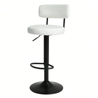 Modern Bar Stools Set Of 2, Upholstered Counter Height Bar Stools,Adjustable Bar Stool 24.5-30.5", Swivel Counter Stools For Kitchen Home