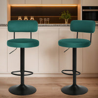 Modern Bar Stools Set Of 2, Upholstered Counter Height Bar Stools,Adjustable Bar Stool 24.5-30.5", Swivel Counter Stools For Kitchen Home