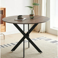 Mid-Century Dining Table For 4-6 People With Round Mdf Table Top, Pedestal Dining Table, End Table Leisure Coffee Table