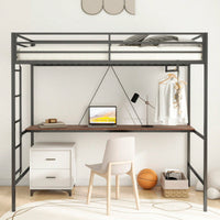 Twin Loft Bunk Bed With Desk And Closet Rod, Black