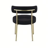 Mid-Century Modern Upholstered Boucle Dining Chairs Set of 2 with Ergonomic Backrest Thick Cushions and Brass Legs