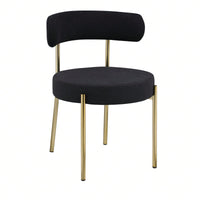 Mid-Century Modern Upholstered Boucle Dining Chairs Set of 2 with Ergonomic Backrest Thick Cushions and Brass Legs