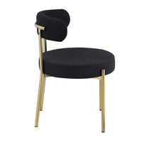 Mid-Century Modern Upholstered Boucle Dining Chairs Set of 2 with Ergonomic Backrest Thick Cushions and Brass Legs