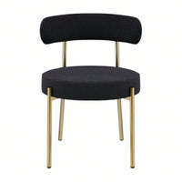 Mid-Century Modern Upholstered Boucle Dining Chairs Set of 2 with Ergonomic Backrest Thick Cushions and Brass Legs