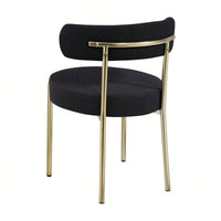 Mid-Century Modern Upholstered Boucle Dining Chairs Set of 2 with Ergonomic Backrest Thick Cushions and Brass Legs