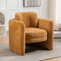 Upholstered Mid Century Modern Barrel Accent Chair with Armrests for Living Room Bedroom Office