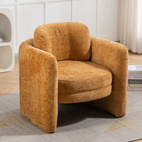 Upholstered Mid Century Modern Barrel Accent Chair with Armrests for Living Room Bedroom Office