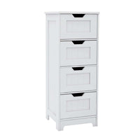 White Freestanding Storage Cabinet With 4 Drawers, Suitable For Bathroom, Living Room, Kitchen