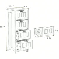 White Freestanding Storage Cabinet With 4 Drawers, Suitable For Bathroom, Living Room, Kitchen