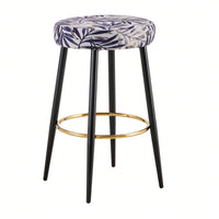 Counter Height Bar Stools Set Of 2, Upholstered Kitchen Dining Chairs With Footrest, 24 Inches - Velvet