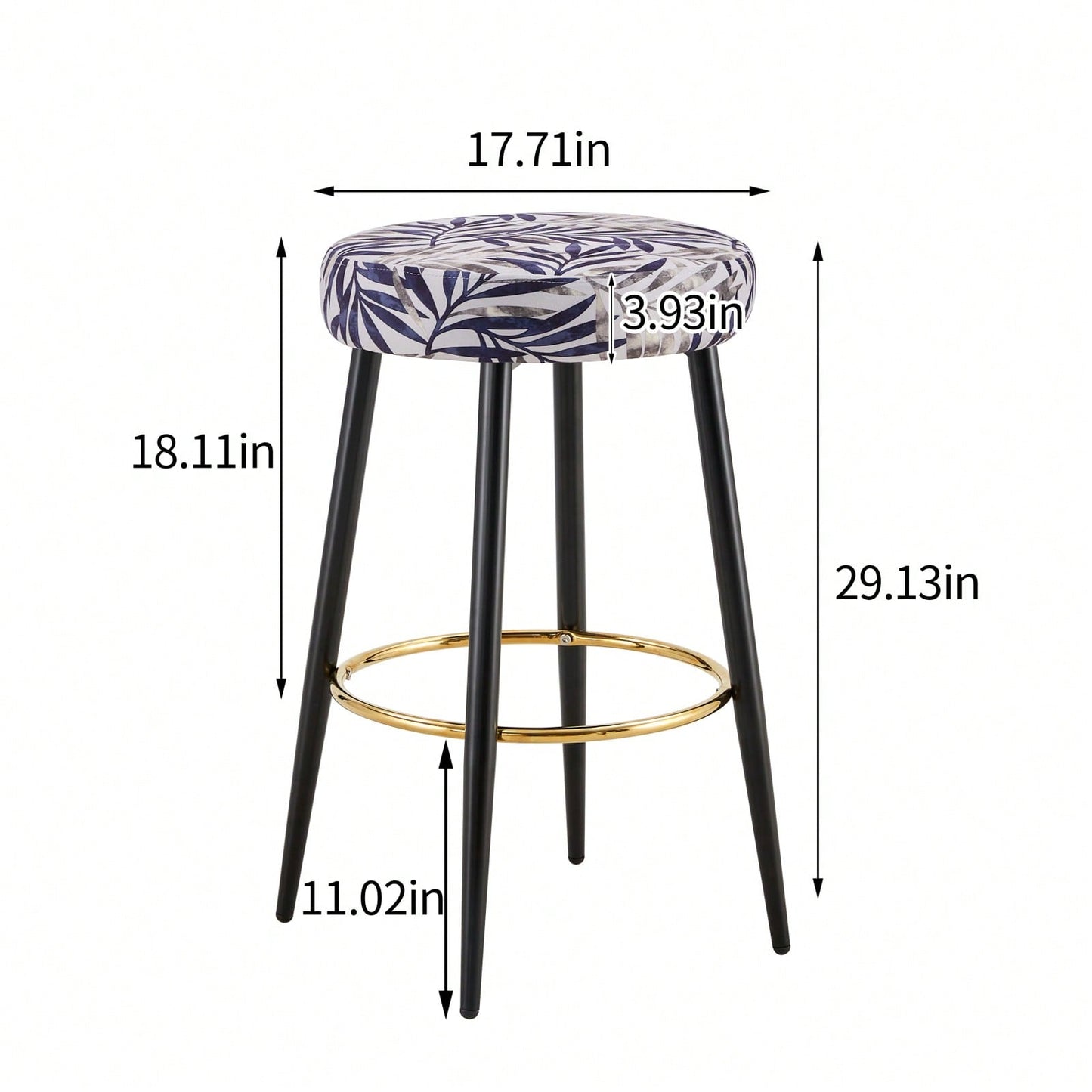 Counter Height Bar Stools Set Of 2, Upholstered Kitchen Dining Chairs With Footrest, 24 Inches - Velvet