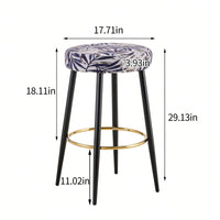 Counter Height Bar Stools Set Of 2, Upholstered Kitchen Dining Chairs With Footrest, 24 Inches - Velvet