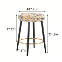 Counter Height Bar Stools Set Of 2, Upholstered Kitchen Dining Chairs With Footrest, 24 Inches - Velvet