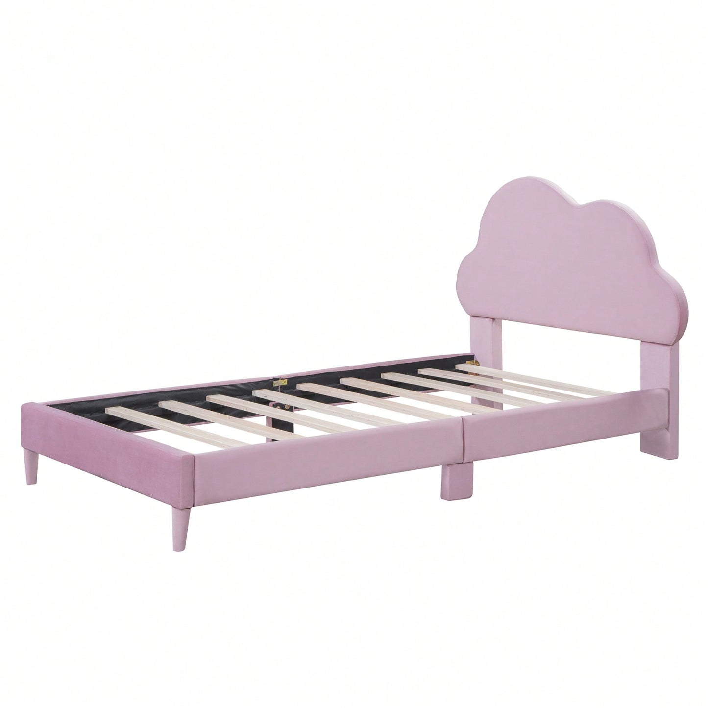Cloud-Shaped Velvet Twin Platform Bed Frame with Wood Slat Support No Box Spring Required Easy Assembly