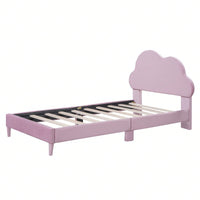 Cloud-Shaped Velvet Twin Platform Bed Frame with Wood Slat Support No Box Spring Required Easy Assembly