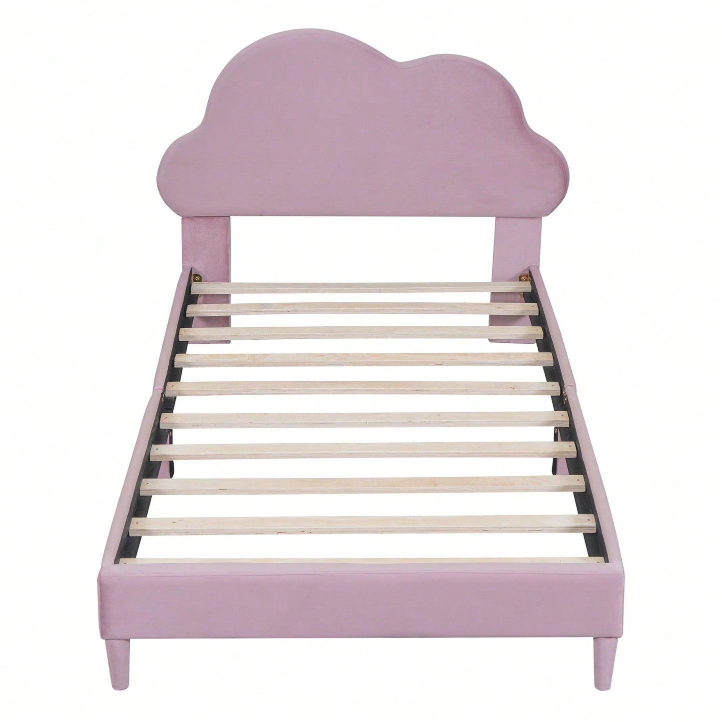 Cloud-Shaped Velvet Twin Platform Bed Frame with Wood Slat Support No Box Spring Required Easy Assembly