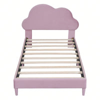Cloud-Shaped Velvet Twin Platform Bed Frame with Wood Slat Support No Box Spring Required Easy Assembly
