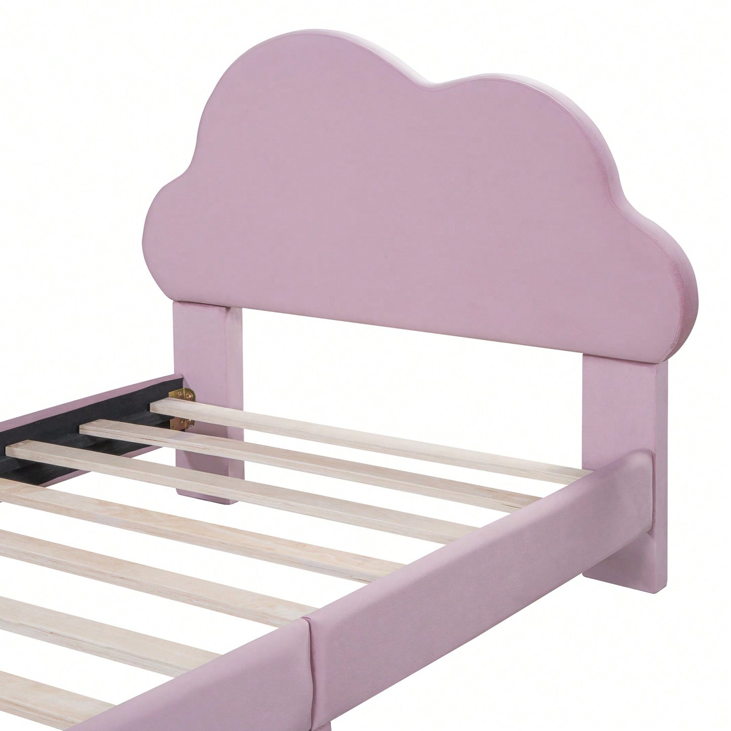 Cloud-Shaped Velvet Twin Platform Bed Frame with Wood Slat Support No Box Spring Required Easy Assembly