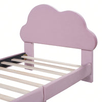 Cloud-Shaped Velvet Twin Platform Bed Frame with Wood Slat Support No Box Spring Required Easy Assembly