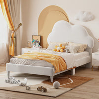 Cloud-Shaped Velvet Twin Platform Bed Frame with Wood Slat Support No Box Spring Required Easy Assembly