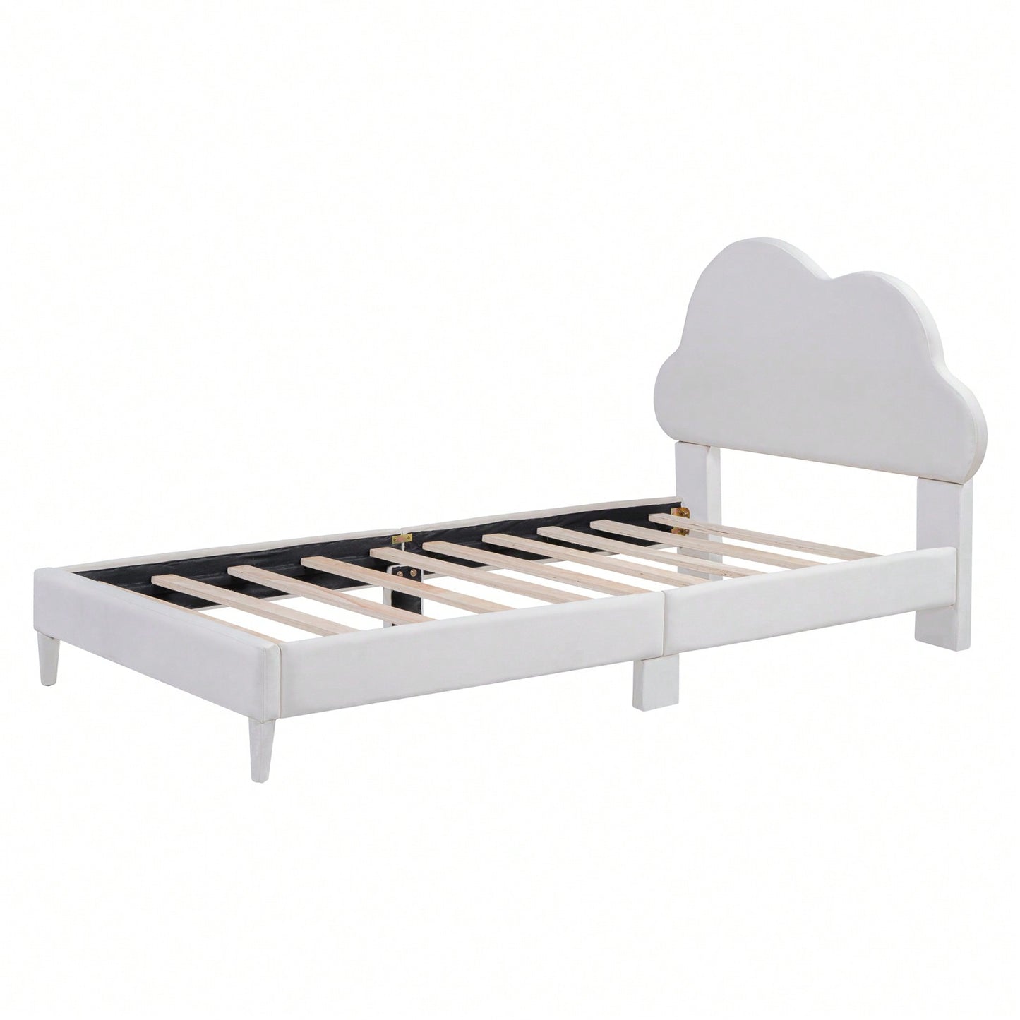 Cloud-Shaped Velvet Twin Platform Bed Frame with Wood Slat Support No Box Spring Required Easy Assembly
