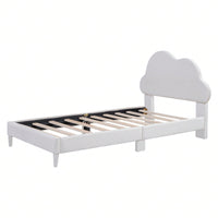Cloud-Shaped Velvet Twin Platform Bed Frame with Wood Slat Support No Box Spring Required Easy Assembly